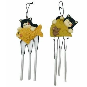 2 1997 Ceramic Cat Windcatchers Porch Figi Graphic